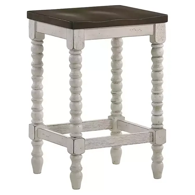 Bar Stools & Counter Height Stools-Kirklands Home Dark Walnut & White Wood Ema 2-pc. Counter Stools Brown