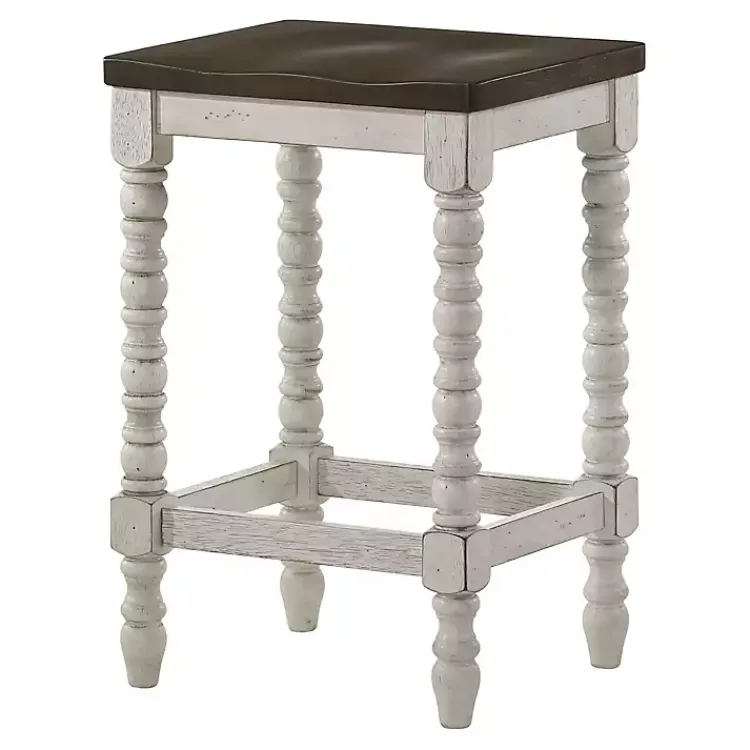 Bar Stools & Counter Height Stools-Kirklands Home Dark Walnut & White Wood Ema 2-pc. Counter Stools Brown