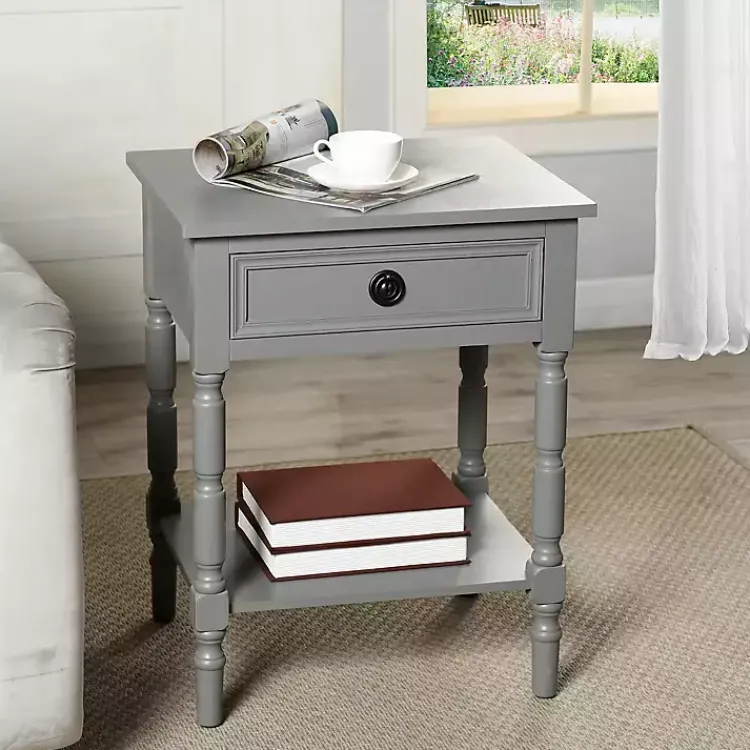 Accent & End Tables-Kirklands Home Dark Wood Barrett Accent Table Gray