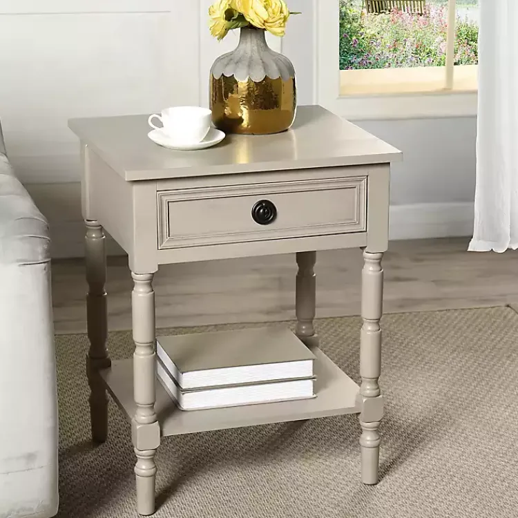 Accent & End Tables-Kirklands Home Light Wood Barrett Accent Table Gray