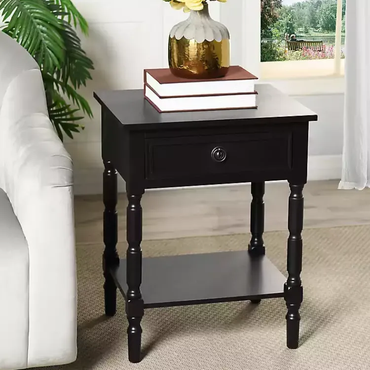 Accent & End Tables-Kirklands Home Wood Barrett Accent Table Black