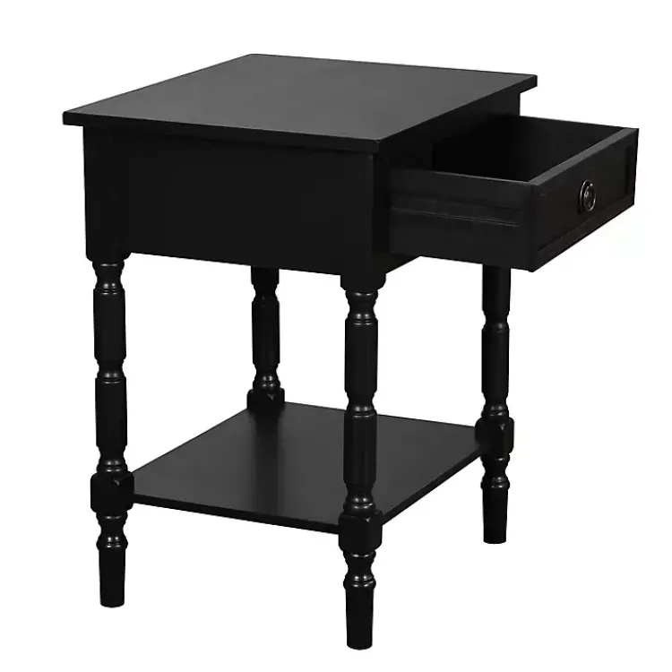 Accent & End Tables-Kirklands Home Wood Barrett Accent Table Black