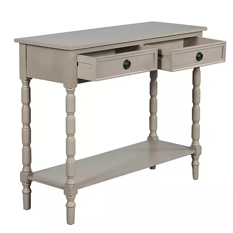 Console Tables-Kirklands Home Light Wood 2-Drawer Barrett Console Table Gray