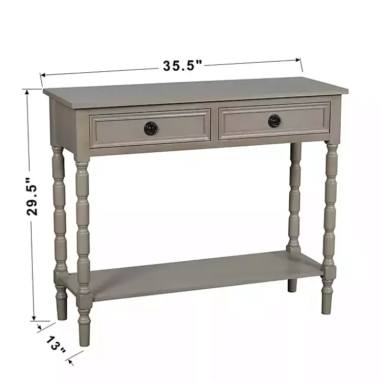 Console Tables-Kirklands Home Light Wood 2-Drawer Barrett Console Table Gray