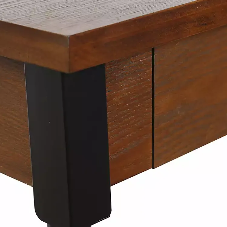 Console Tables-Kirklands Home Brown Wood and Black Metal Ruth Console Table