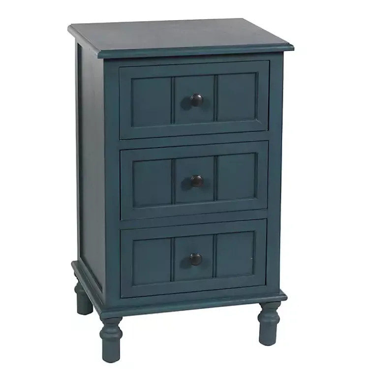 Accent & End Tables-Kirklands Home Antique Navy 3-Drawer Winnie Accent Table Blue