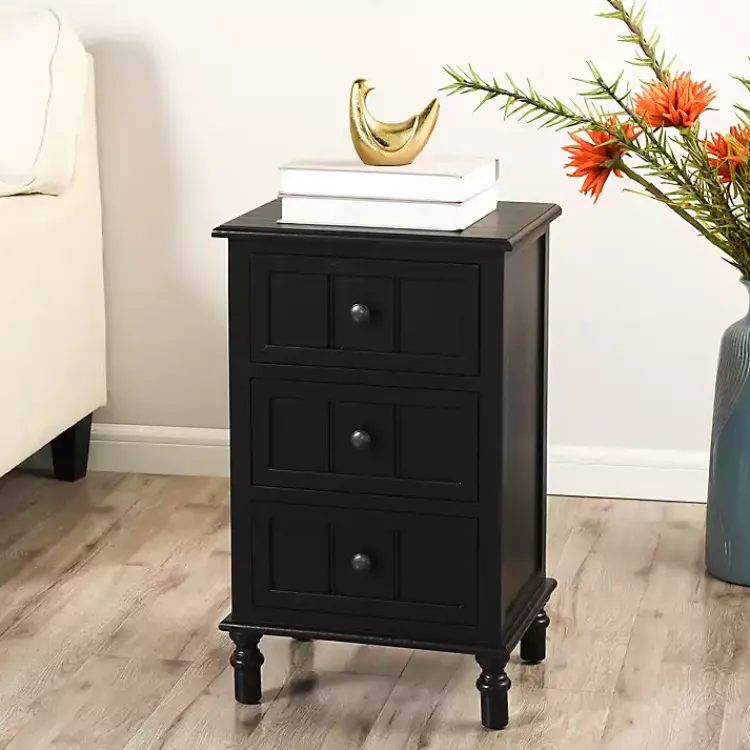Accent & End Tables-Kirklands Home 3-Drawer Winnie Accent Table Black