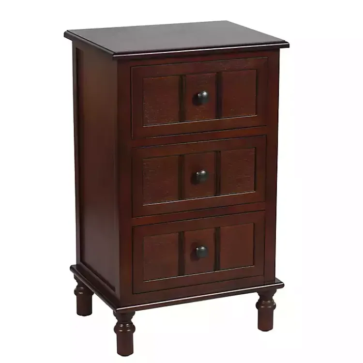 Accent & End Tables-Kirklands Home Walnut 3-Drawer Winne Accent Table Brown