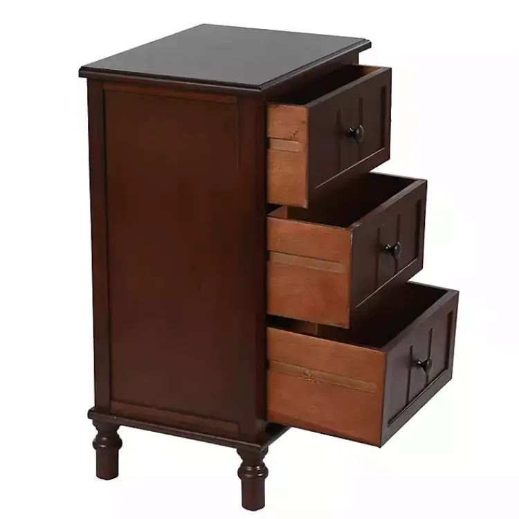 Accent & End Tables-Kirklands Home Walnut 3-Drawer Winne Accent Table Brown