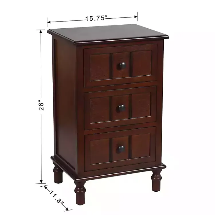 Accent & End Tables-Kirklands Home Walnut 3-Drawer Winne Accent Table Brown