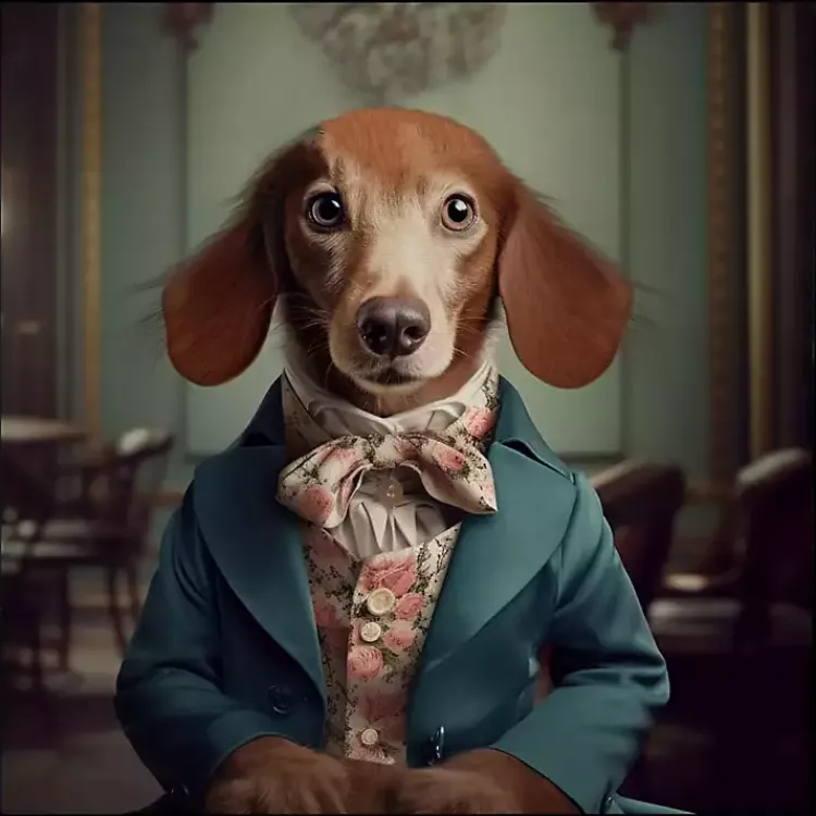 Canvas Art-Kirklands Home Charming Victorian Dog Framed Canvas Art Print