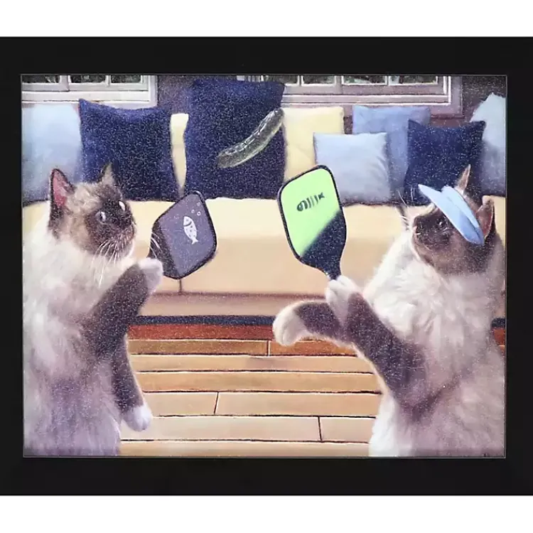Framed Art-Kirklands Home Pickleball Cats Framed Art Print Multi