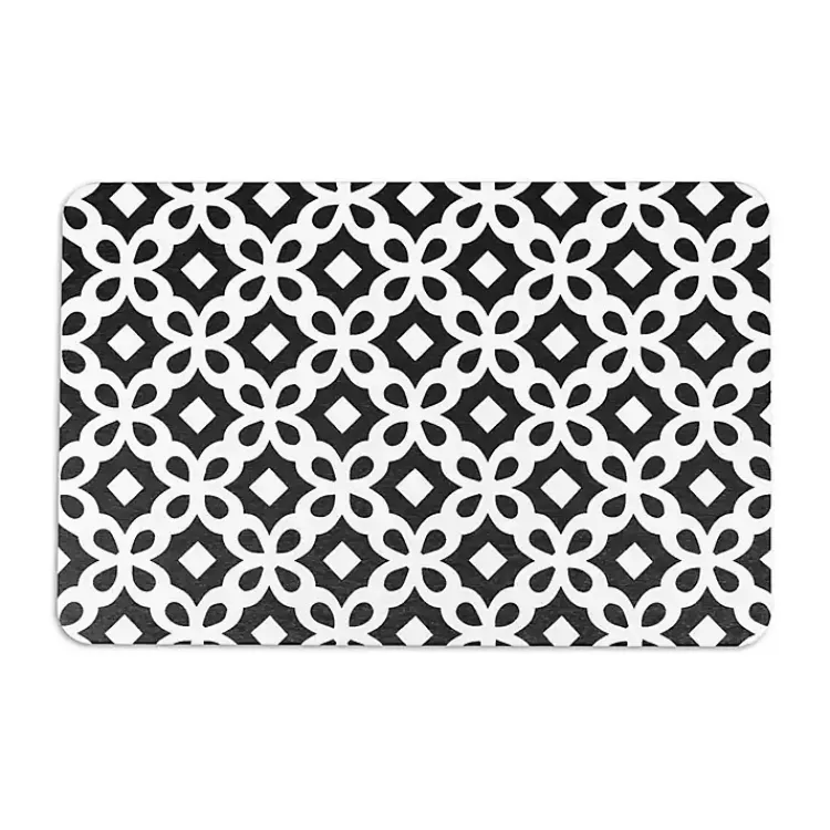 Bathroom Rugs-Kirklands Home Black Patterned Stone Bath Mat