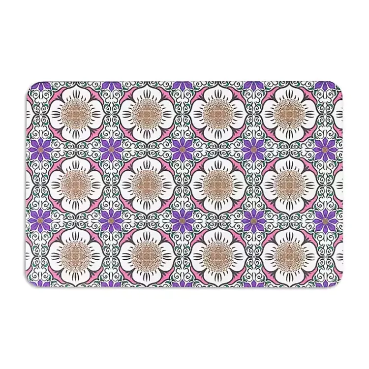 Bathroom Rugs-Kirklands Home Purple Flower Stone Bath Mat