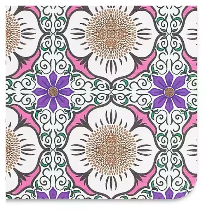 Bathroom Rugs-Kirklands Home Purple Flower Stone Bath Mat