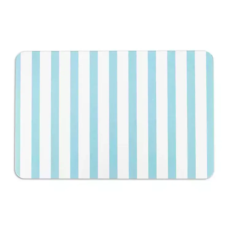Bathroom Rugs-Kirklands Home Blue Striped Stone Bath Mat