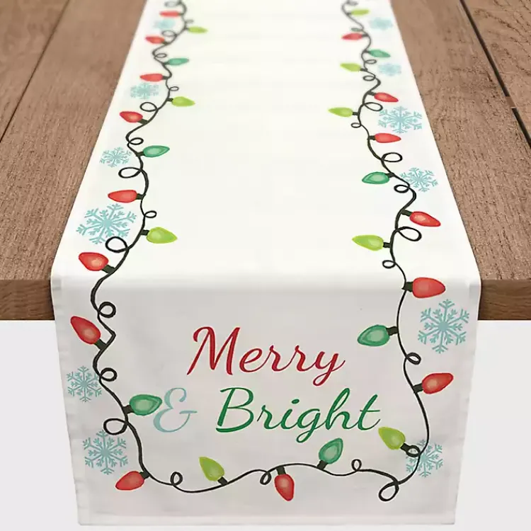 Table Linens-Kirklands Home Merry and Bright with Lights Table Runner, 90 in. Multi