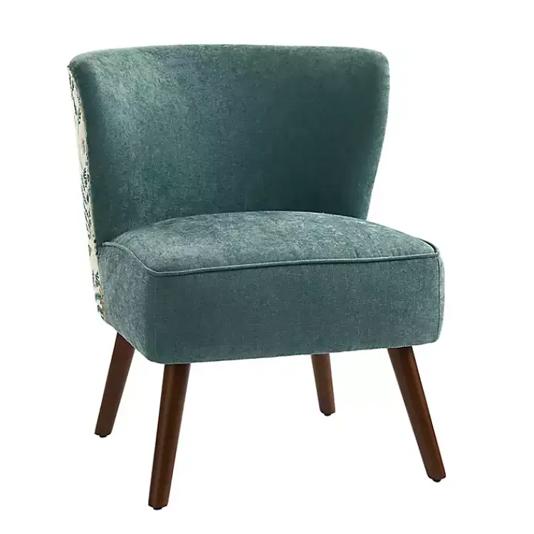 Accent Chairs-Kirklands Home Alex Teal Upholstered Floral Back Accent Chair Green
