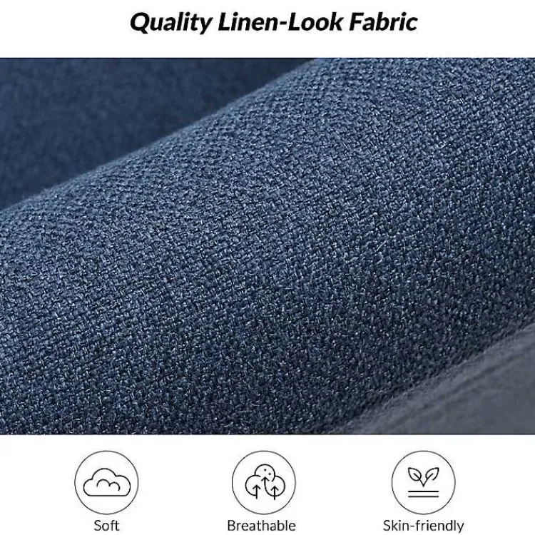 Accent Chairs-Kirklands Home Navy Upholstered Vasser Slipcover Swivel Chair Blue