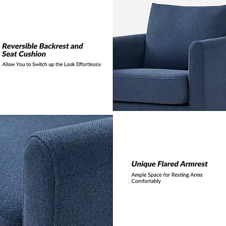 Accent Chairs-Kirklands Home Navy Upholstered Vasser Slipcover Swivel Chair Blue
