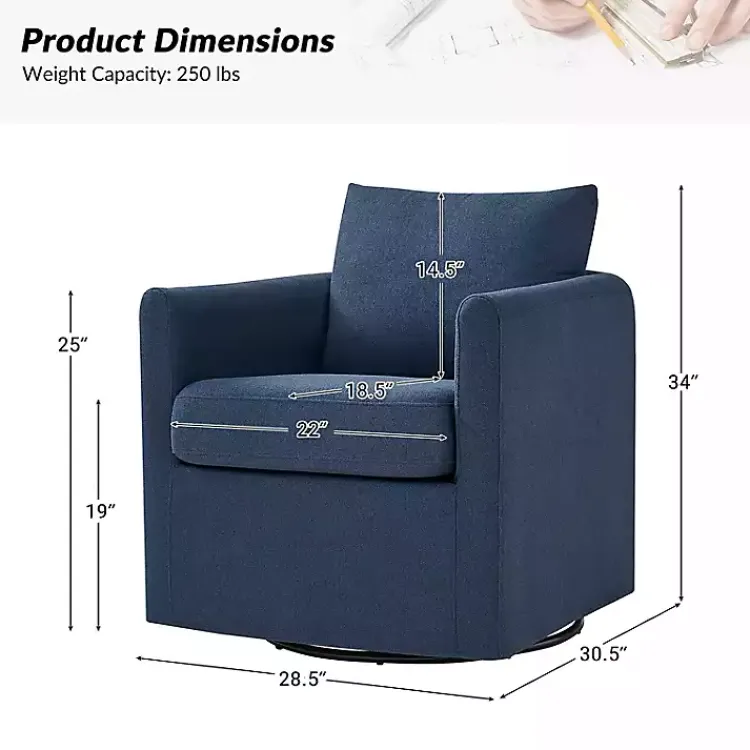 Accent Chairs-Kirklands Home Navy Upholstered Vasser Slipcover Swivel Chair Blue