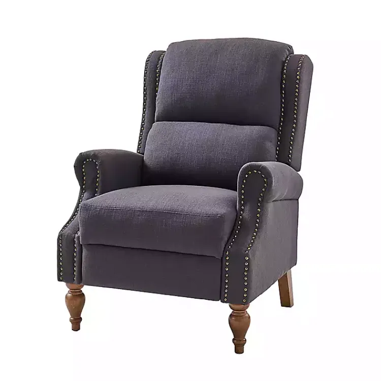 Accent Chairs-Kirklands Home Rosalie Charcoal Upholstered Manual Recliner Gray