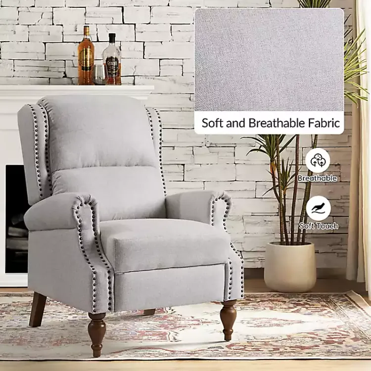 Accent Chairs-Kirklands Home Rosalie Oatmeal Upholstered Manual Recliner White
