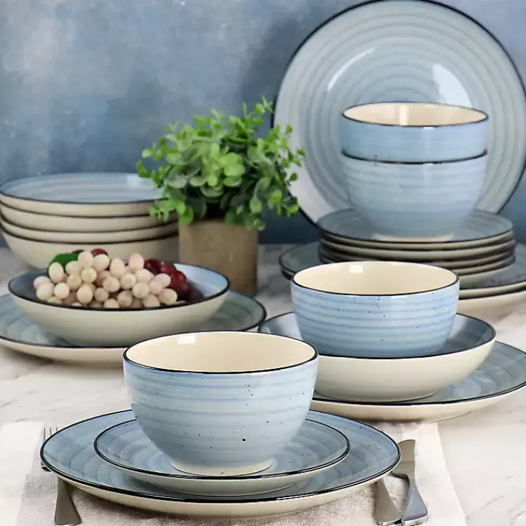 Dinnerware-Kirklands Home Light Gia Stoneware 24-pc. Dinnerware Set Blue