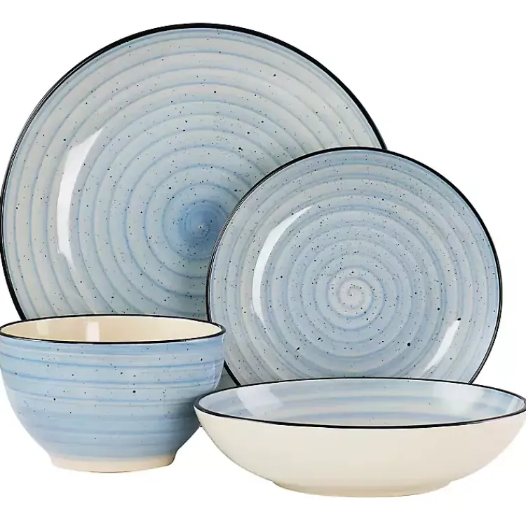 Dinnerware-Kirklands Home Light Gia Stoneware 24-pc. Dinnerware Set Blue