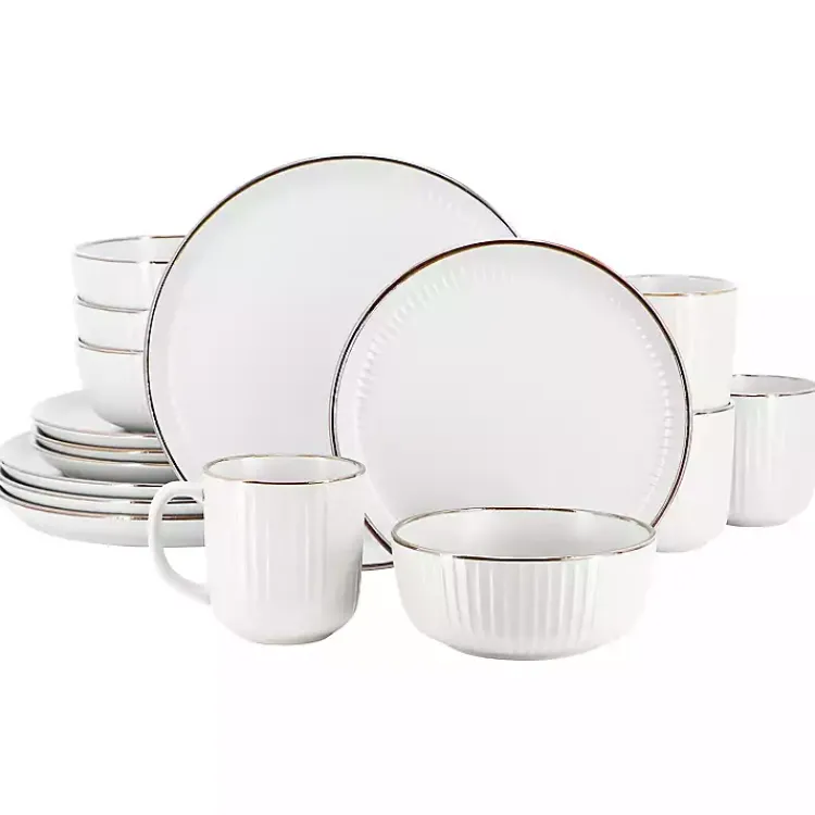 Dinnerware-Kirklands Home Leo Stoneware 16-pc. Dinnerware Set White