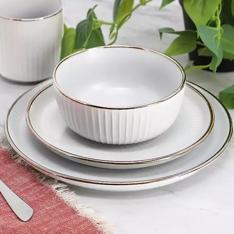 Dinnerware-Kirklands Home Leo Stoneware 16-pc. Dinnerware Set White