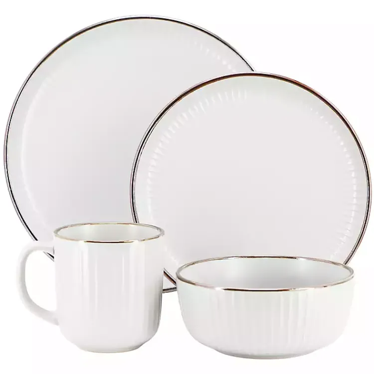 Dinnerware-Kirklands Home Leo Stoneware 16-pc. Dinnerware Set White