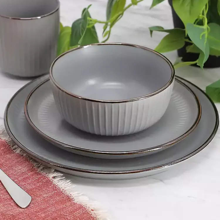 Dinnerware-Kirklands Home Light Leo Stoneware 16-pc. Dinnerware Set Gray