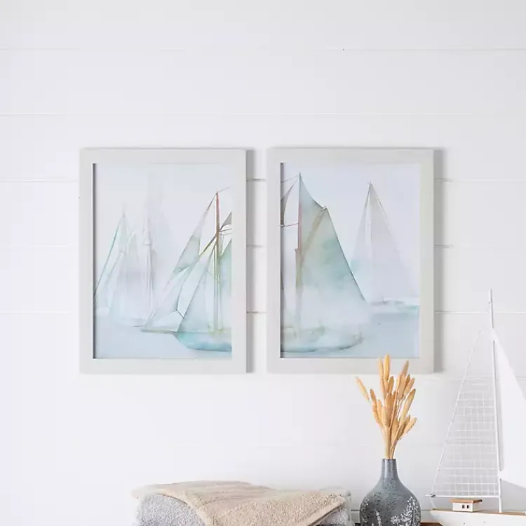 Framed Art-Kirklands Home Watercolor Sailboats Framed Art Prints, Set of 2 Multi