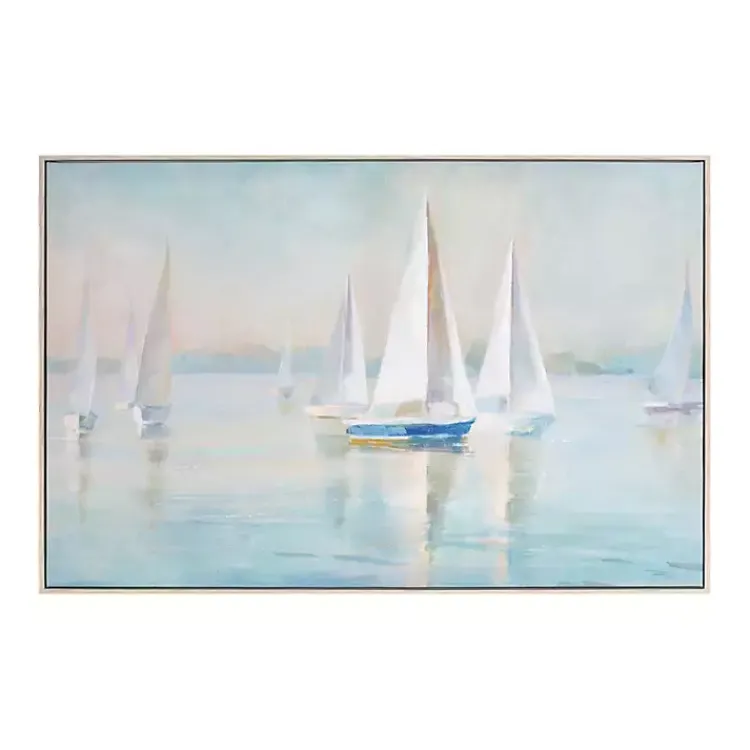 Framed Art-Kirklands Home Sailboat Flotilla Framed Art Print Blue