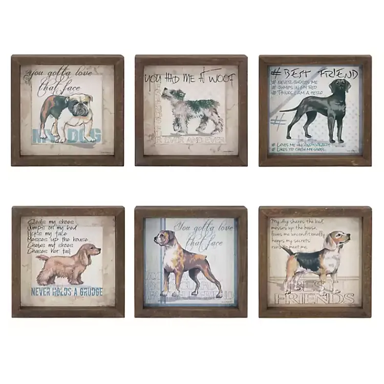 Framed Art-Kirklands Home Sentimental Dogs Framed Art Prints, Set of 6 Multi