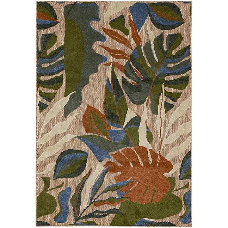Outdoor Rugs-Kirklands Home North Shore Botanical Outdoor Area Rug, 6x9 Multi