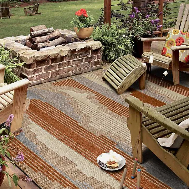 Outdoor Rugs-Kirklands Home Fernandina Outdoor Area Rug, 6x9 Brown