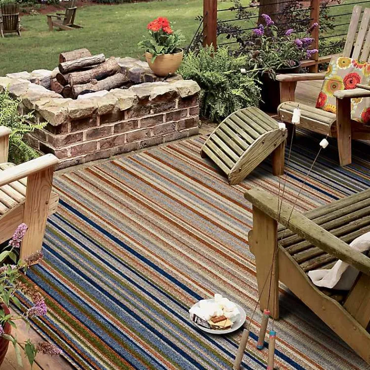 Outdoor Rugs-Kirklands Home Linear Seaside Outdoor Area Rug, 7x10 Multi