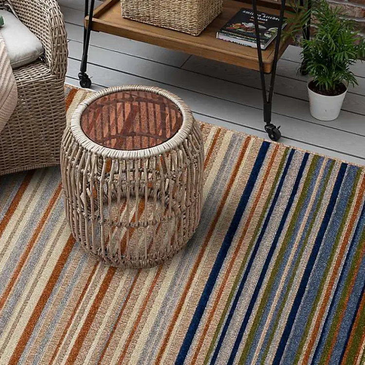 Outdoor Rugs-Kirklands Home Linear Seaside Outdoor Area Rug, 7x10 Multi