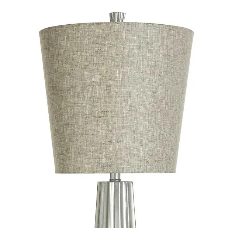 Buffet Lamps-Kirklands Home Silver Leaf Tapered Buffet Lamp Tan