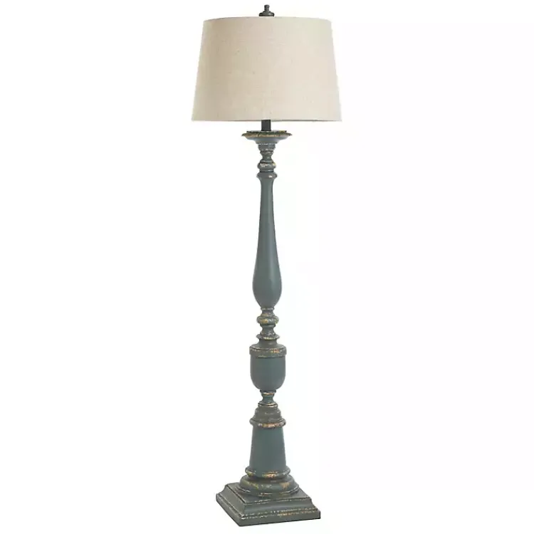 Floor Lamps-Kirklands Home Antique Bourgault Floor Lamp Blue