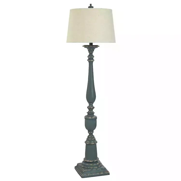 Floor Lamps-Kirklands Home Antique Navy Bourgault Floor Lamp Blue