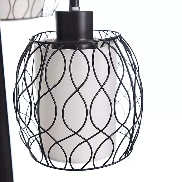 Floor Lamps-Kirklands Home Metal Tiered Woven Cage Robert Floor Lamp Black