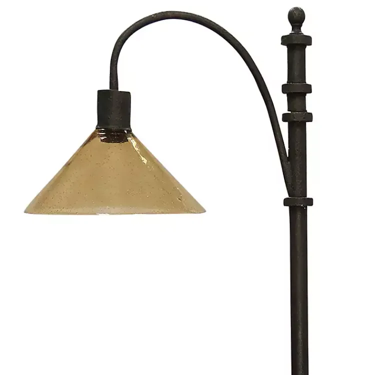 Floor Lamps-Kirklands Home Bronze Industrial Floor Lamp with Glass Shade Brown