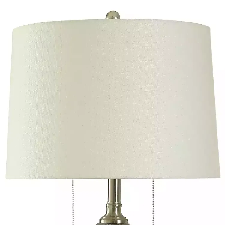 Table Lamps-Kirklands Home Silver Ribbed Glass Table Lamp White