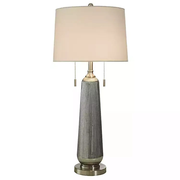 Table Lamps-Kirklands Home Silver Ribbed Glass Table Lamp White