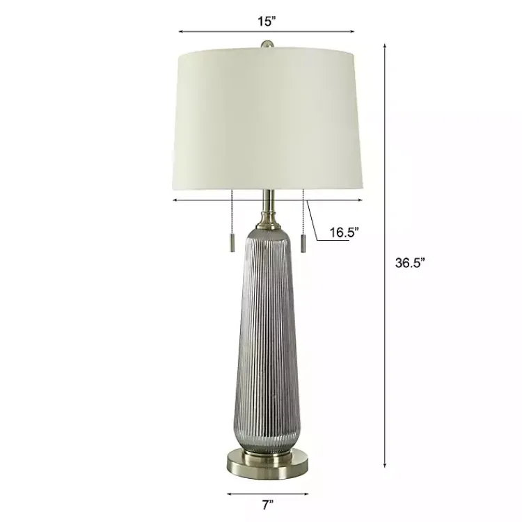 Table Lamps-Kirklands Home Silver Ribbed Glass Table Lamp White