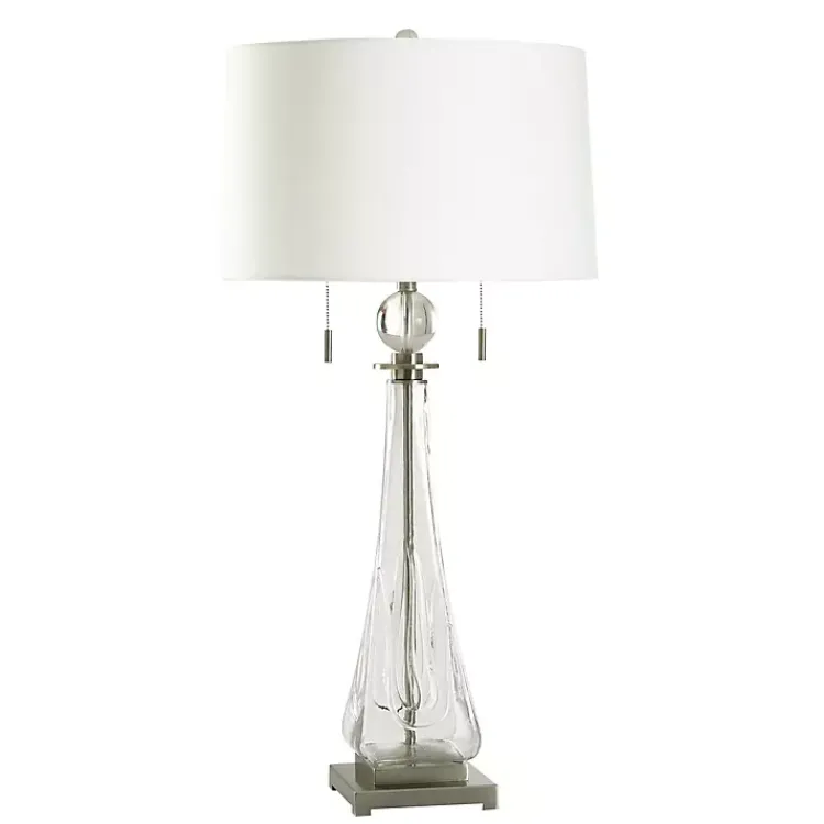 Table Lamps-Kirklands Home Glass Textured Teardrop Table Lamp White