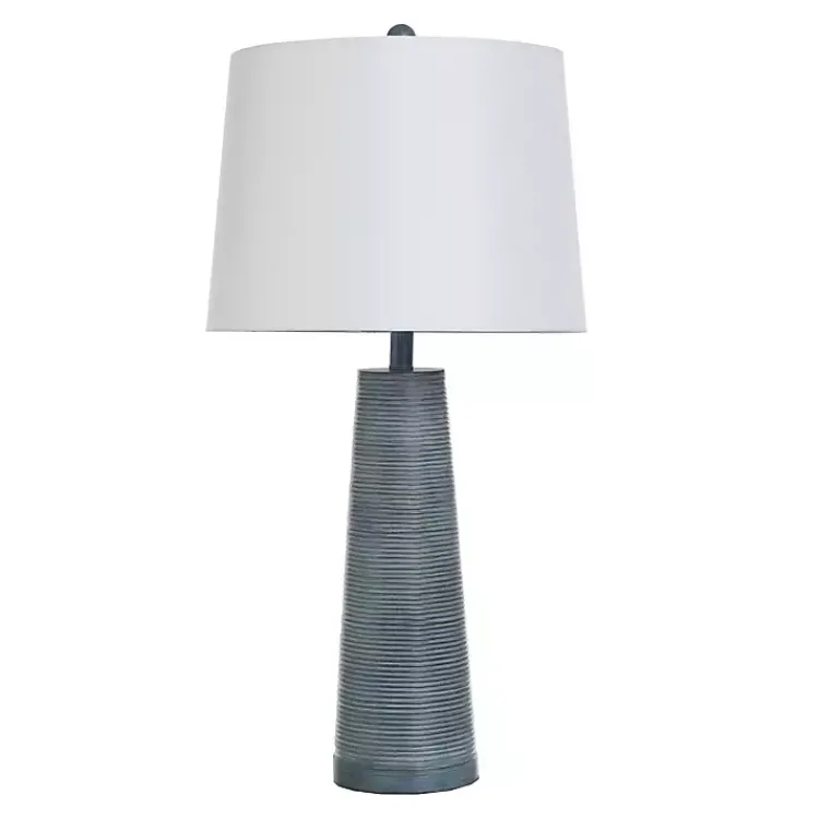 Table Lamps-Kirklands Home Textured Denim Blue Tapered Table Lamp White